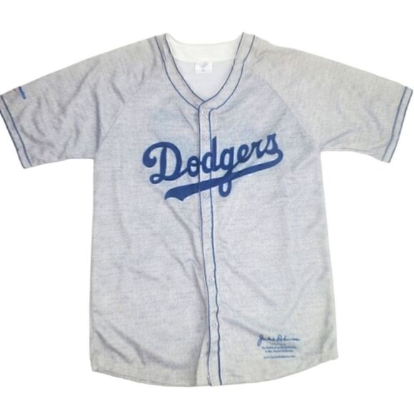Dodgers Jackie Robinson Replica Jersey Button Up Tshirt Size XLarge - Picture 1 of 17